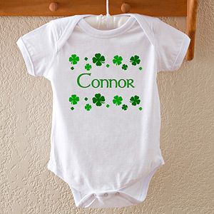 St Patricks Day Irish Shamrock Personalized Baby Bodysuit