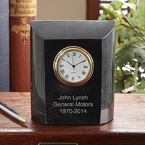 Personalized Employee Recognition Gift   Marble Desk Clock