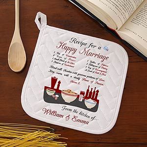 Personalized Potholders   Recipe for a Happy Marriage Design