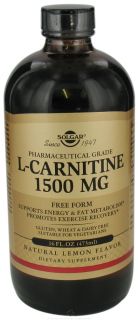 Solgar   L Carnitine Liquid Free Form Pharmaceutical Grade Natural Lemon Flavor 1500 mg.   16 oz.