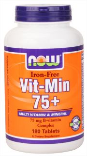 NOW Foods   Vit Min 75+ Multiple Vitamin (Iron Free)   180 Tablets