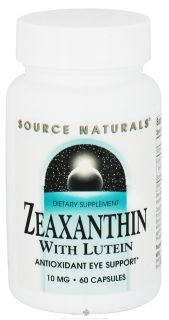 Source Naturals   Zeaxanthin with Lutein 10 mg.   60 Capsules