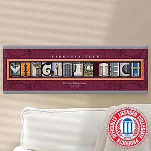 Campus Photo Personalized Letter Artwork   Virginia Tech