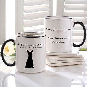 Personalized Best Friend Ceramic Coffee Mug   Black Dress Design