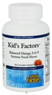 Natural Factors   Kids Factors Balanced Omega 3 6 9   90 Chewable Softgels Formerly Learning Factors
