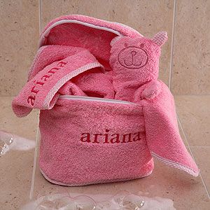 Personalized Baby Terry Bath Set   Pink