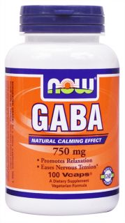 NOW Foods   GABA 750 mg.   100 Vegetarian Capsules
