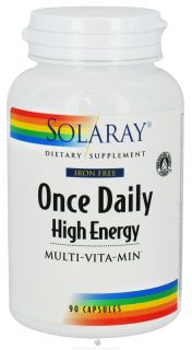 Solaray   Once Daily High Energy Multi Vita Min Iron Free   90 Capsules