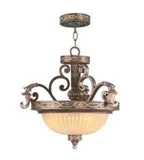 Seville 3 Light Pendants in Palacial Bronze With Gilded Accents 8547 64