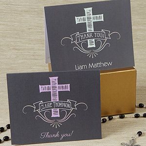 Personalized Cross Thank You Cards   Blessed Day