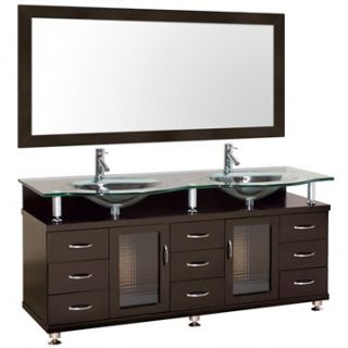 Accara 72 Double Bathroom Vanity with Mirror   Espresso w/ Clear or Frosted Gla