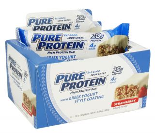 Pure Protein   High Protein Bar with Greek Yogurt Style Coating Strawberry   6 x 1.76 oz. Bars