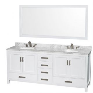 Sheffield 80 Double Bathroom Vanity by Wyndham Collection   White