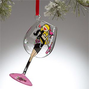 Personalized Christmas Ornaments   Wine Glass Diva   Blonde