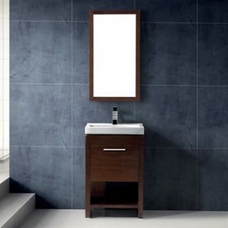 Vigo 21 inch Adonia Single Bathroom Vanity with Mirror   Wenge   Hinge Left