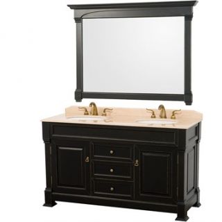 Andover 60 Traditional Bathroom Double Vanity Set by Wyndham Collection   Black