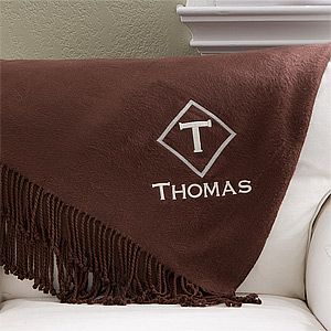 Personalized Throw Blankets   Monogram Elegance   Brown