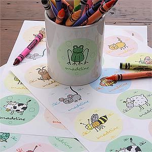 Personalized Kids Stickers   Little Creatures Design