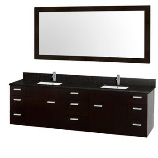 Encore 78 Double Bathroom Vanity Set   Espresso with Black Granite Countertop