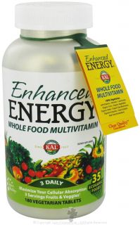 Kal   Enhanced Energy Whole Food MultiVitamin   180 Vegetarian Tablets