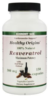 Healthy Origins   Resveratrol with Red Wine Extract 300 mg.   150 Vegetarian Capsules