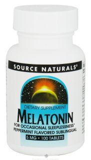 Source Naturals   Melatonin Sublingual Peppermint 5 mg.   100 Tablets