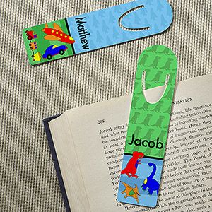 Personalized Bookmarks For Boys   Cars, Dinosaurs, Robots, Sports