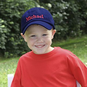 Kids Personalized Blue Baseball Cap with Custom Name