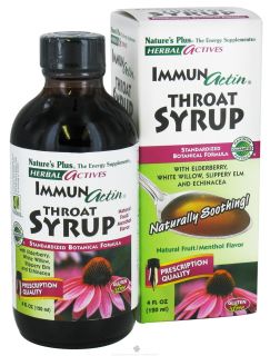 Natures Plus   Herbal Actives Immunactin Throat Syrup Natural Fruit/Menthol   4 oz.
