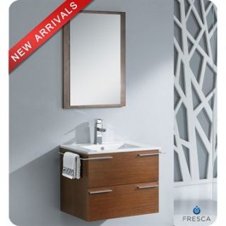 Fresca Cielo 24 Wenge Brown Modern Bathroom Vanity with Mirror