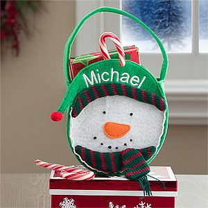 Personalized Christmas Treat Bags for Boys   Snowman