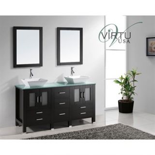 Virtu USA Bradford 60 Double Sink Bathroom Vanity   Espresso