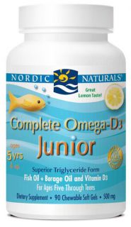 Nordic Naturals   Complete Omega D3 Junior Lemon 500 mg.   90 Chewable Softgels (formerly Omega 3.6.9 D Junior)