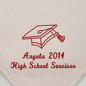 White Personalized Graduation Blankets   Fleece Throw