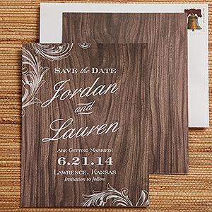 Personalized Wedding Save The Date Cards   Wood Carving