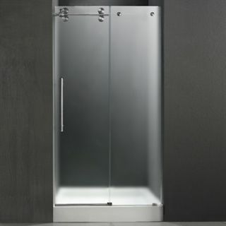 VIGO 60 inch Frameless Shower Door 3/8 Frosted/Stainless Steel Hardware Left wi
