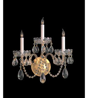Traditional Crystal 3 Light Wall Sconces in Polished Brass 1103 PB CL S