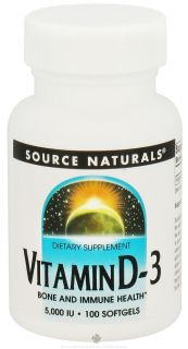Source Naturals   Vitamin D 3 5000 IU   100 Softgels