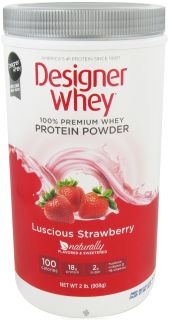 Designer Protein   Designer Whey 100% Premium Whey Protein Powder Luscious Strawberry   2 lbs.