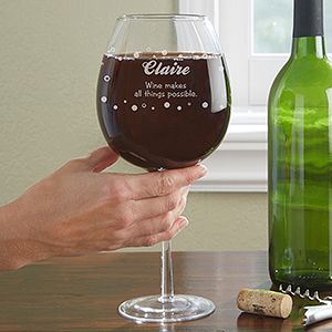 Personalized Whole Bottle Wine Glass   Big Vino