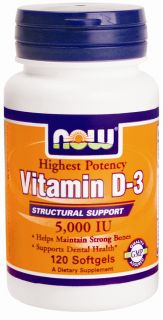 NOW Foods   Vitamin D 3 Highest Potency 5000 IU   120 Softgels
