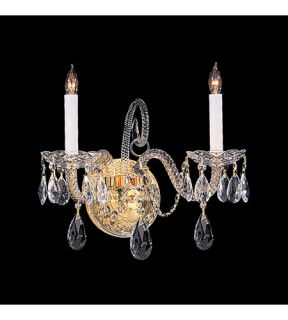 Traditional Crystal 2 Light Wall Sconces in Polished Brass 5042 PB CL SAQ