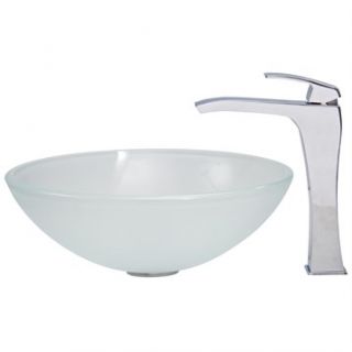 VIGO White Frost Vessel Sink and Blackstonian Faucet Set in Chrome