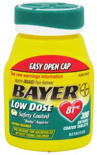 Bayer Healthcare   Bayer Low Dose Safety Coated Aspirin 81 mg.   300 Enteric Coated Tablets