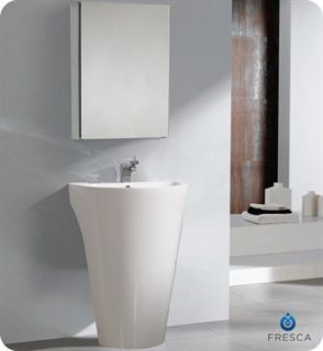 Fresca Parma White Pedestal Sink with Medicine Cabinet   Modern Bathroom Vanity