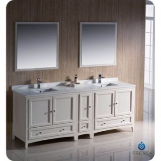 Fresca Oxford 84 Traditional Double Sink Bathroom Vanity with Side Cabinet   An