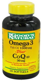 Good N Natural   Omega 3 Fish Oil 1000 Mg plus CoQ 10 30 Mg   50 Softgels