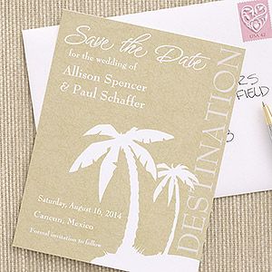 Destination Wedding Save The Date Cards   Tropical Palm Trees