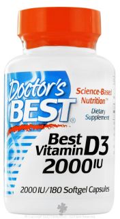 Doctors Best   Best Vitamin D3 2000 IU   180 Softgels