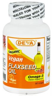 Deva Nutrition   Vegan Organic Flaxseed Oil Omega 3   90 Vegetarian Capsules